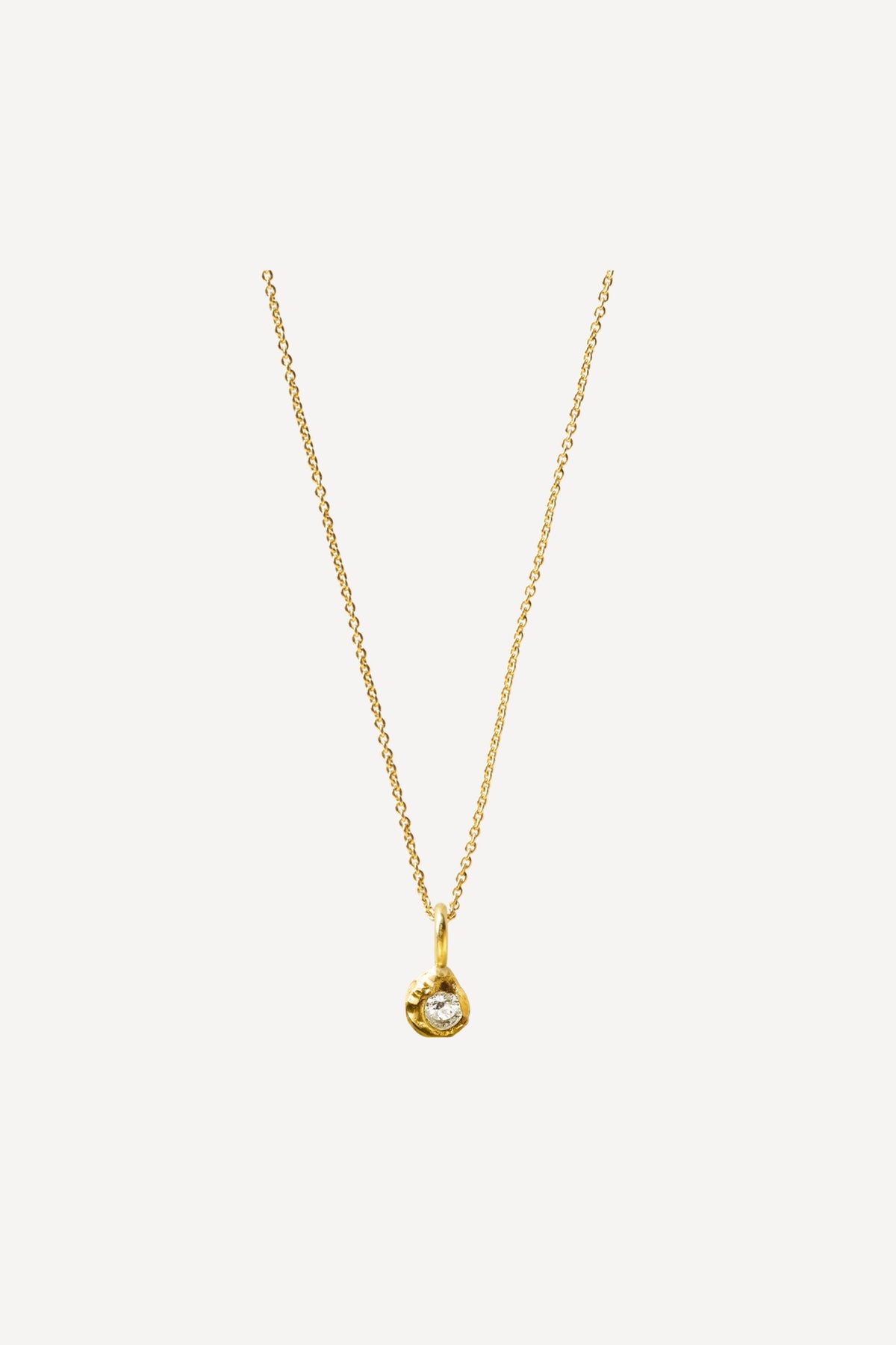 Solitaire Iman 0.10 ct Diamond Gold Necklace - Front View | Elhanati