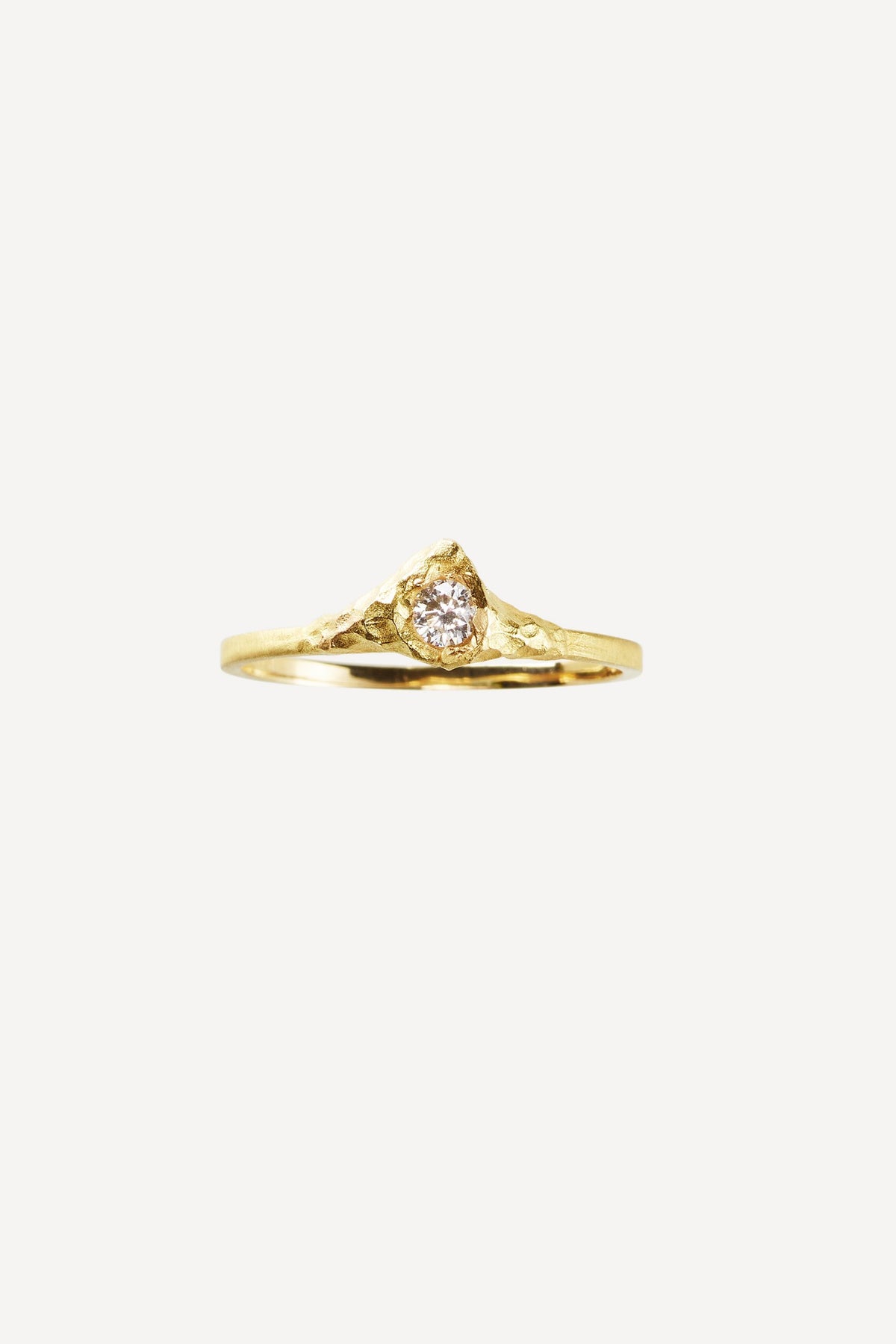 Solitaire Iman 0.10 ct Diamond Gold Ring - Front View | Elhanati