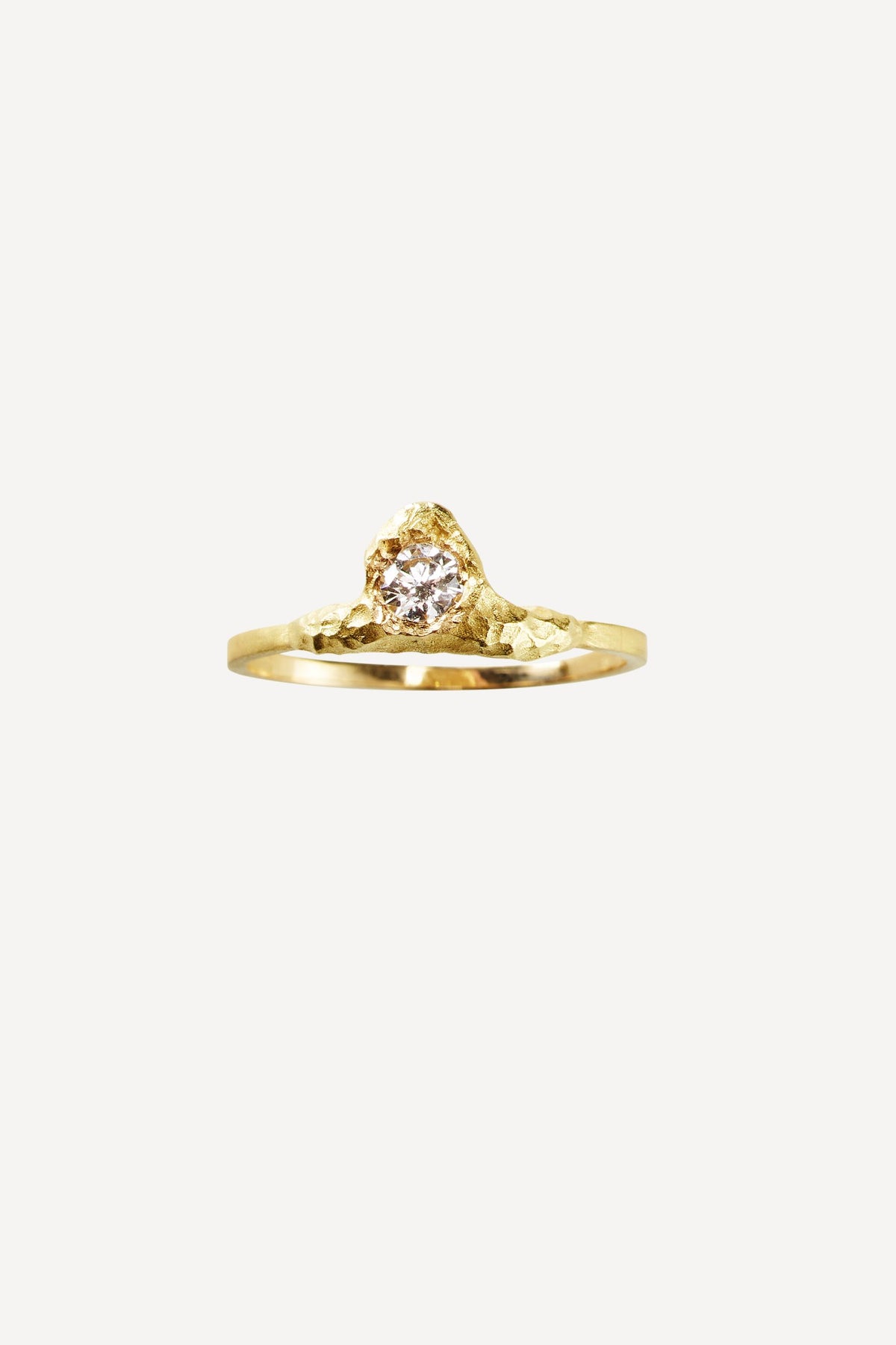 Solitaire Iman 0.20 ct Diamond Gold Ring - Front View | Elhanati