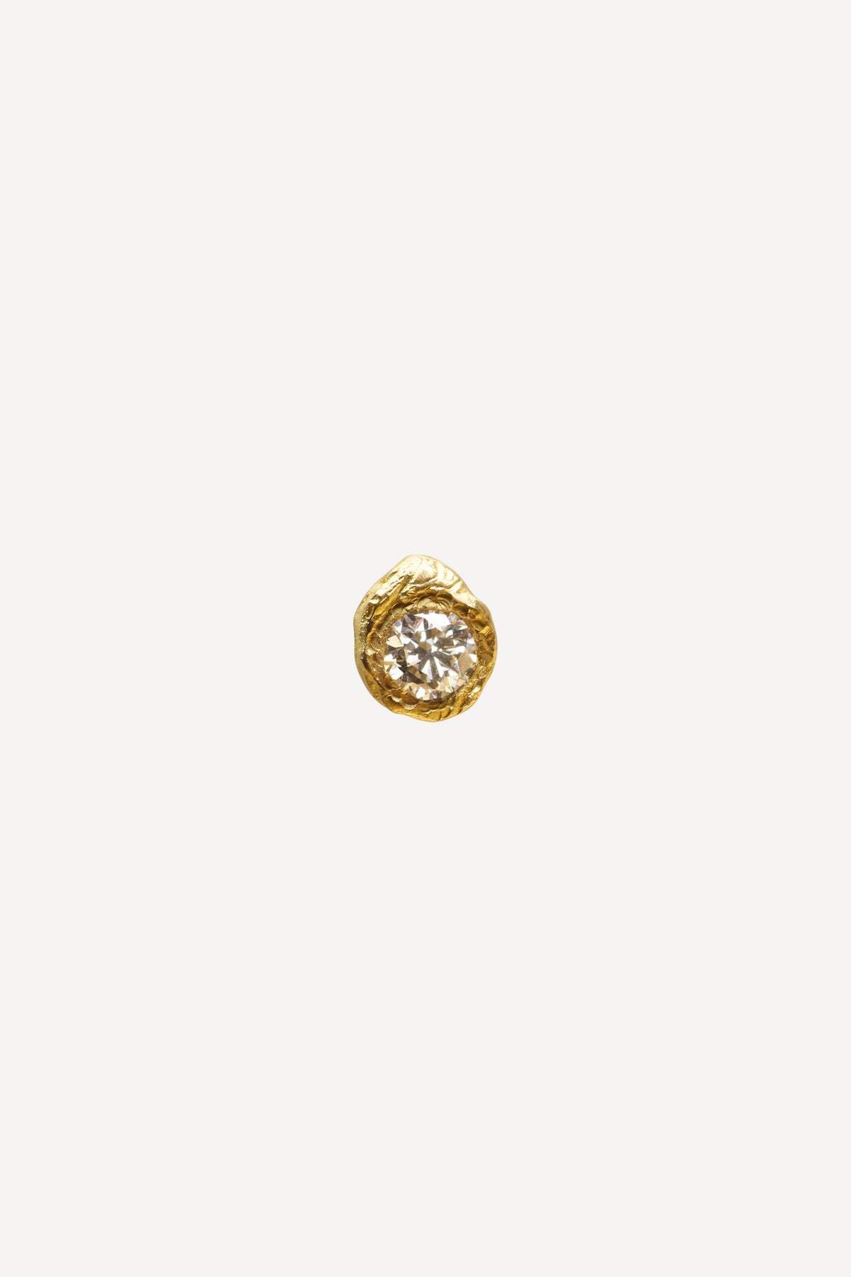Solitaire Iman 0.35 ct Diamond Gold Earring [Single] - Front View | Elhanati