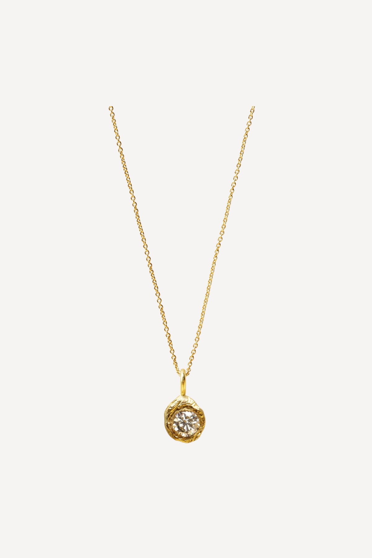 Solitaire Iman 0.35 ct Diamond Gold Necklace - Front View | Elhanati