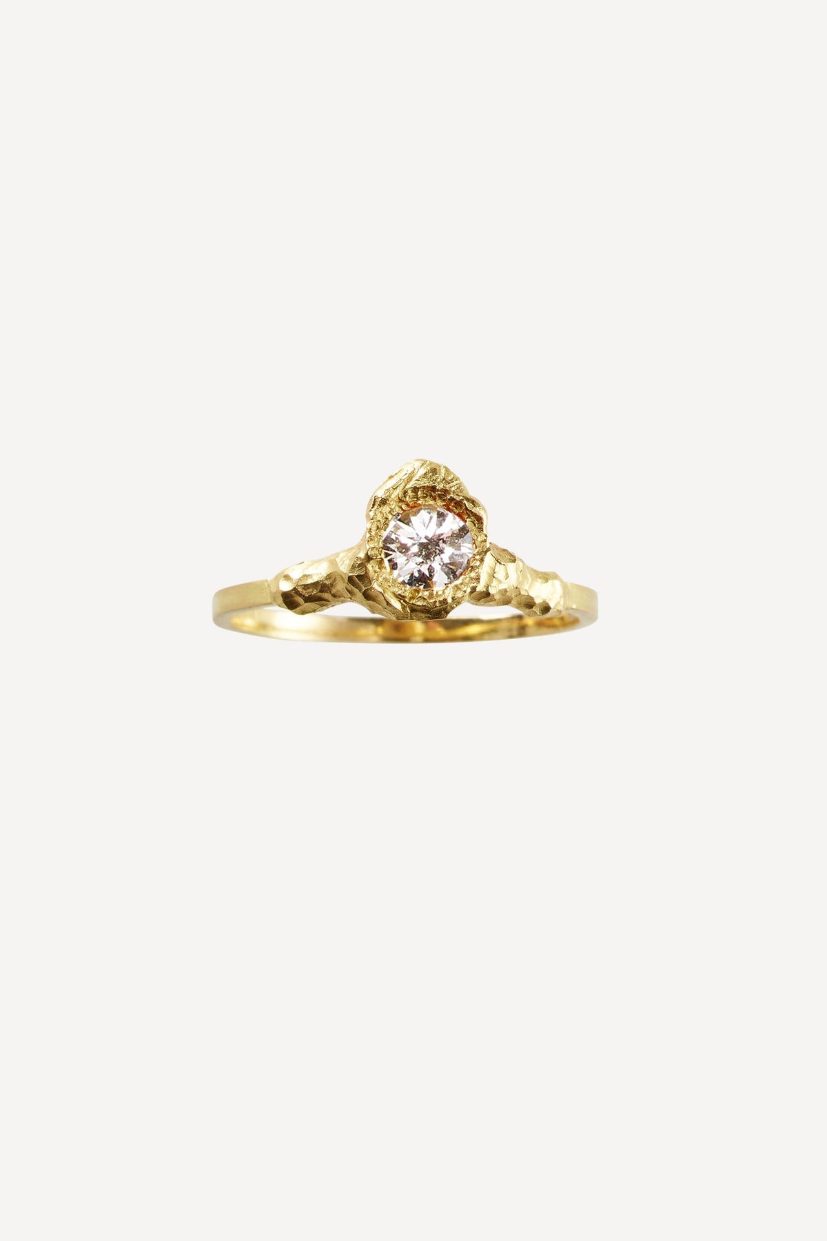 Solitaire Iman 0.35 ct Diamond Gold Ring - Front View | Elhanati