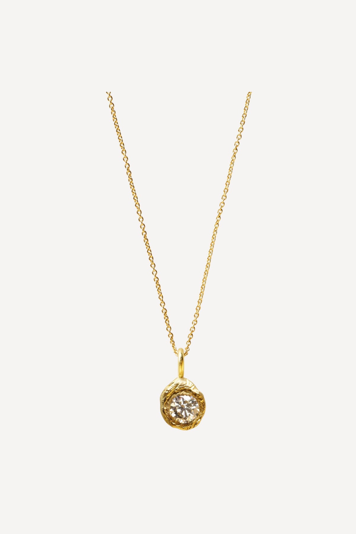 Solitaire Iman 0.50 ct Diamond Gold Necklace - Front View | Elhanati