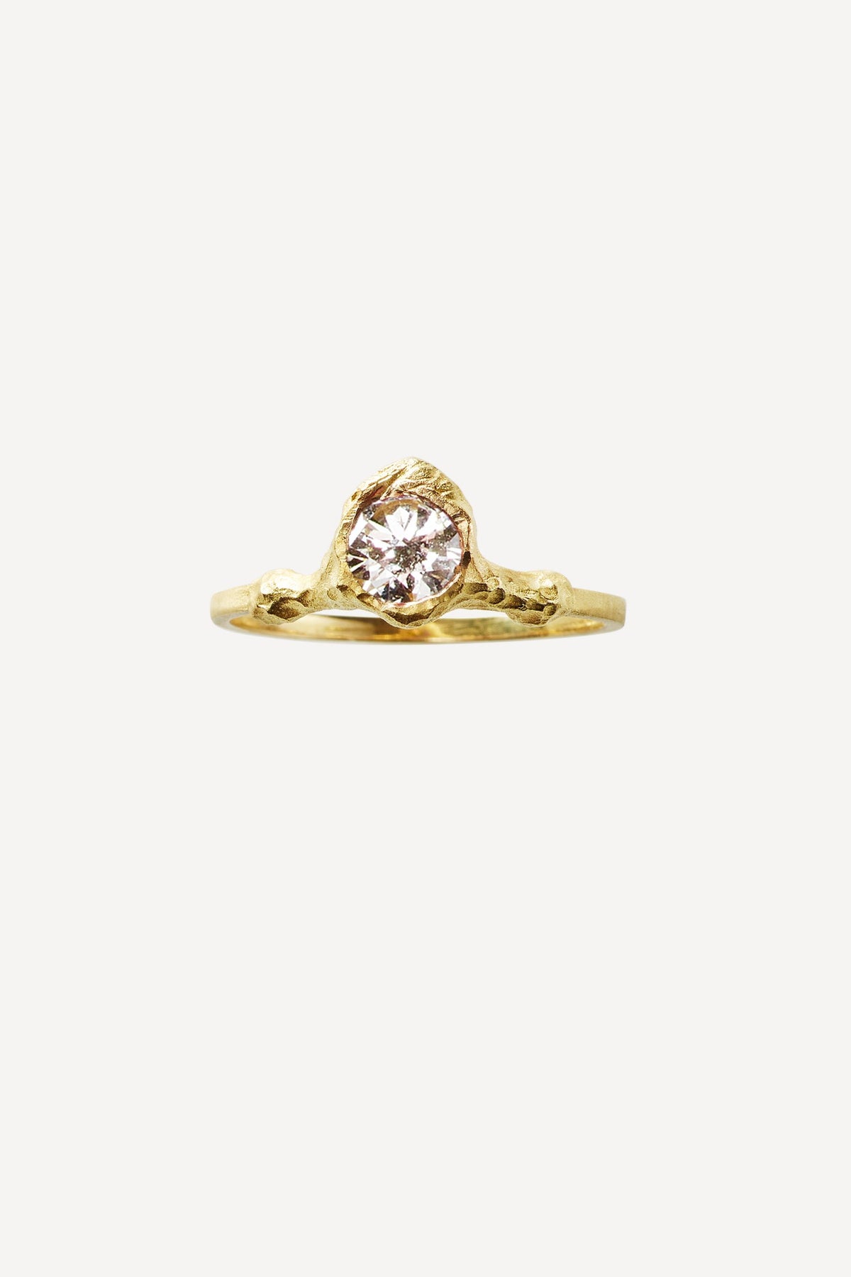 Solitaire Iman 0.50 ct Diamond Gold Ring - Front View | Elhanati
