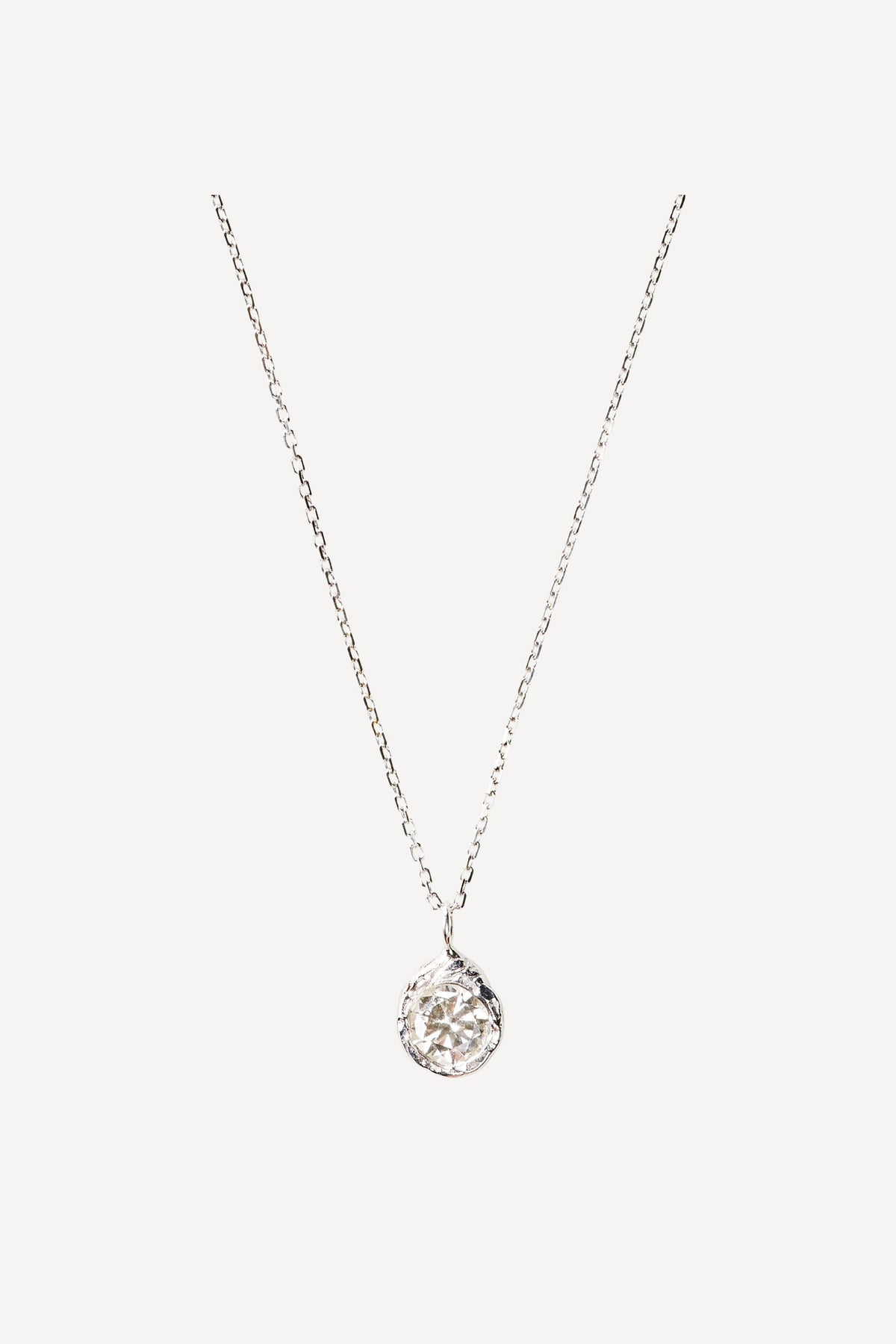 Solitaire Iman 0.50 ct Diamond White Gold Necklace - Front View | Elhanati 