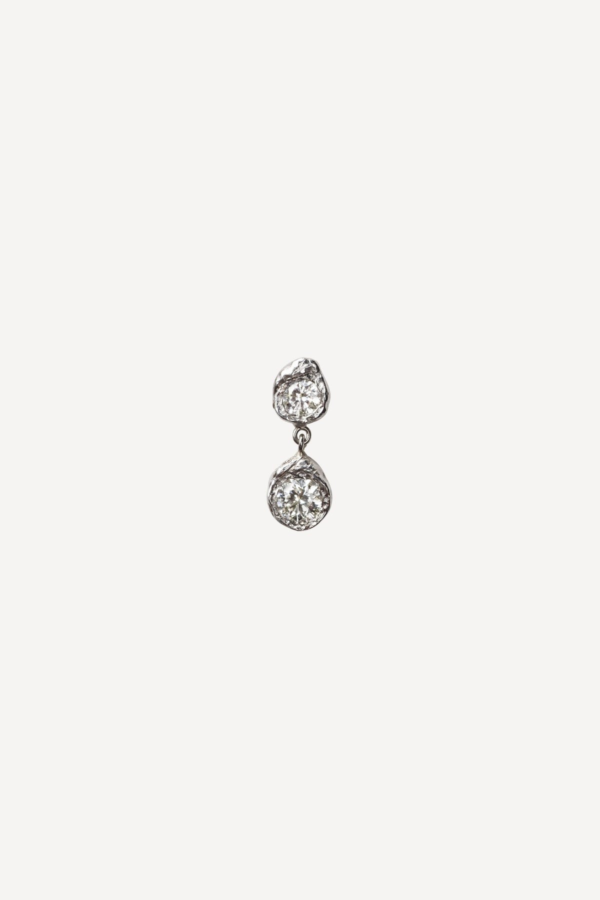 Solitaire Iman Duo 0.70 ct Diamond White Gold Earring [Single] - Front View | Elhanati 
