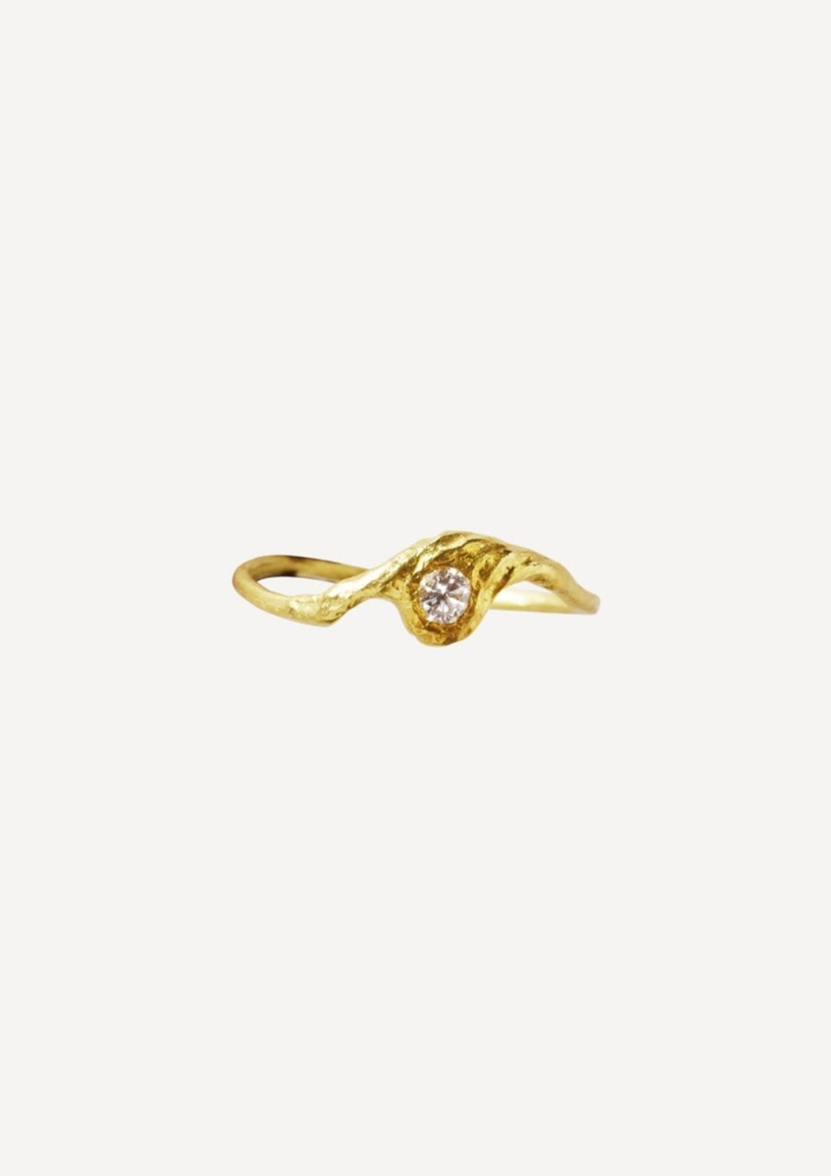 Solitaire Iman Petite 0.05 ct Diamond Gold Ring - Front View | Elhanati