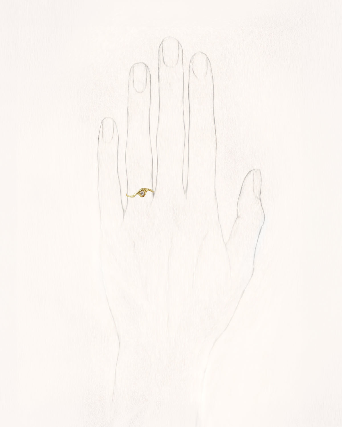 Solitaire Iman Petite 0.05 ct Diamond Gold Ring - On Hand | Elhanati