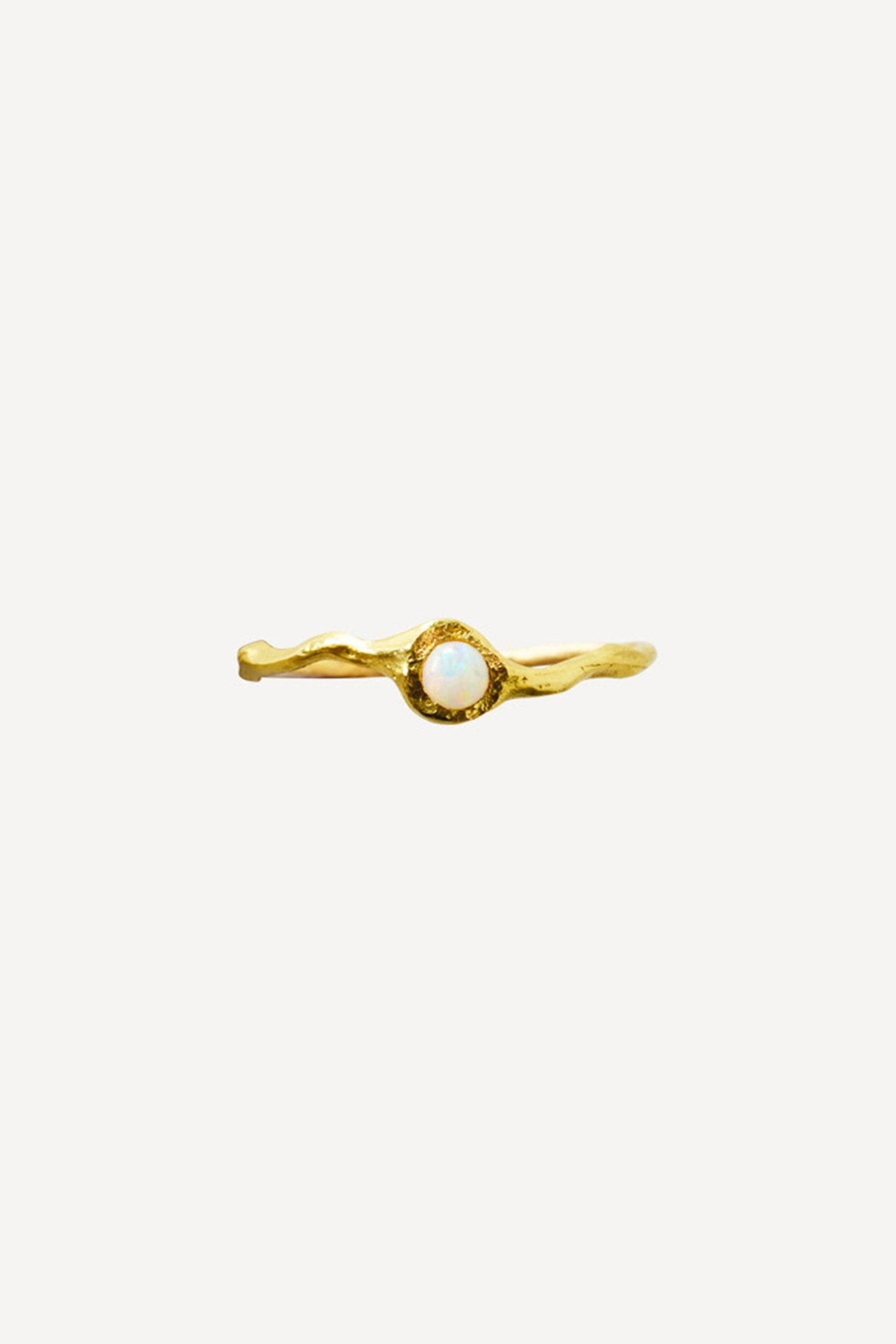 Solitaire Iman Petite 0.10 Opal Gold Ring - Front View | Elhanati