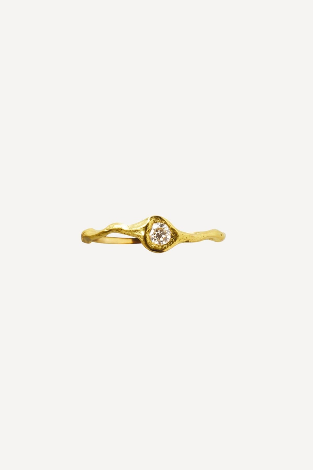 Solitaire Iman Petite 0.10 ct Diamond Gold Ring - Front View | Elhanati