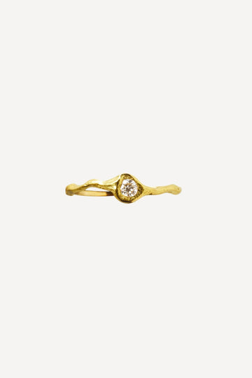 Solitaire Iman Petite 0.10 ct Diamond Gold Ring - Front View | Elhanati