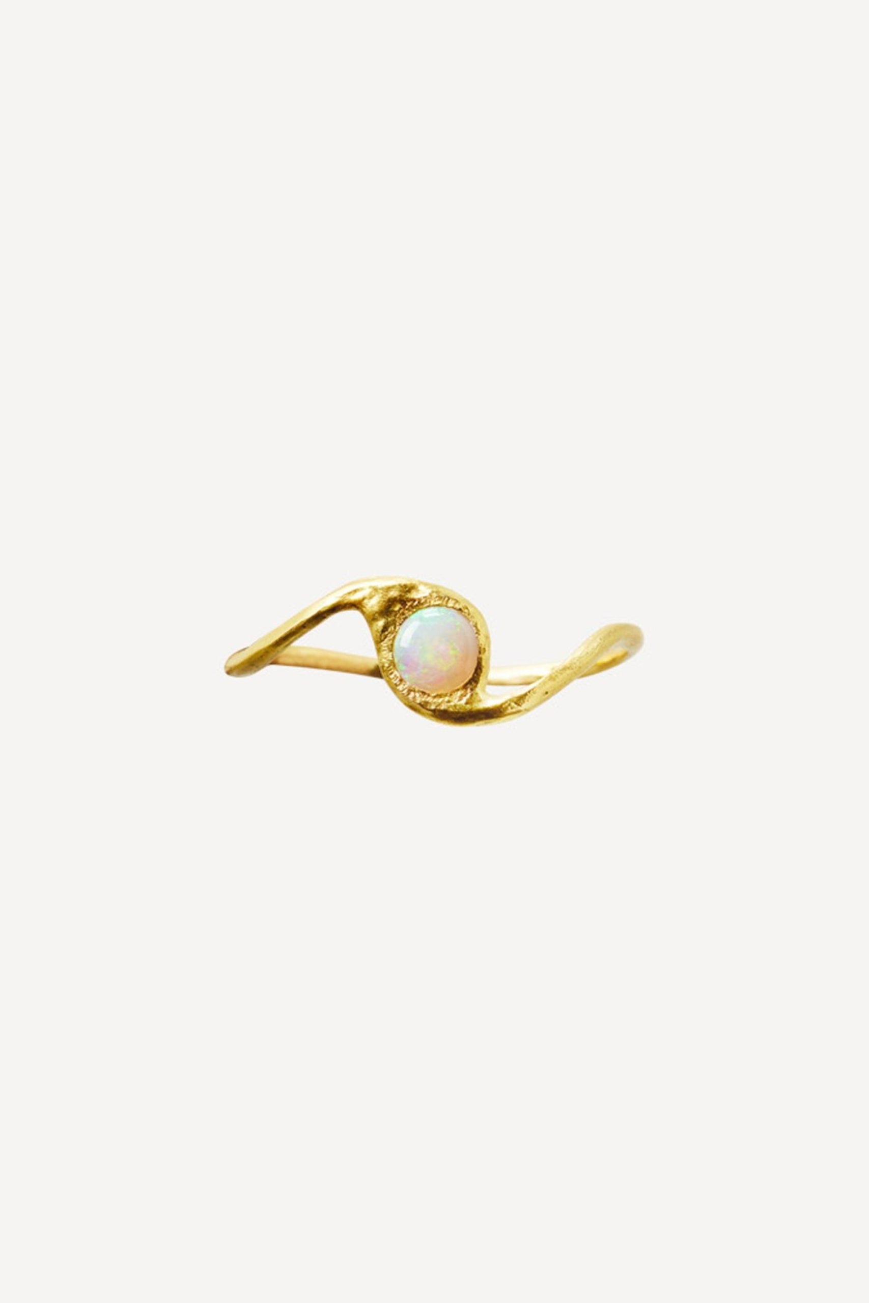  Solitaire Iman Petite 0.20 Opal Gold Ring - Front View | Elhanati