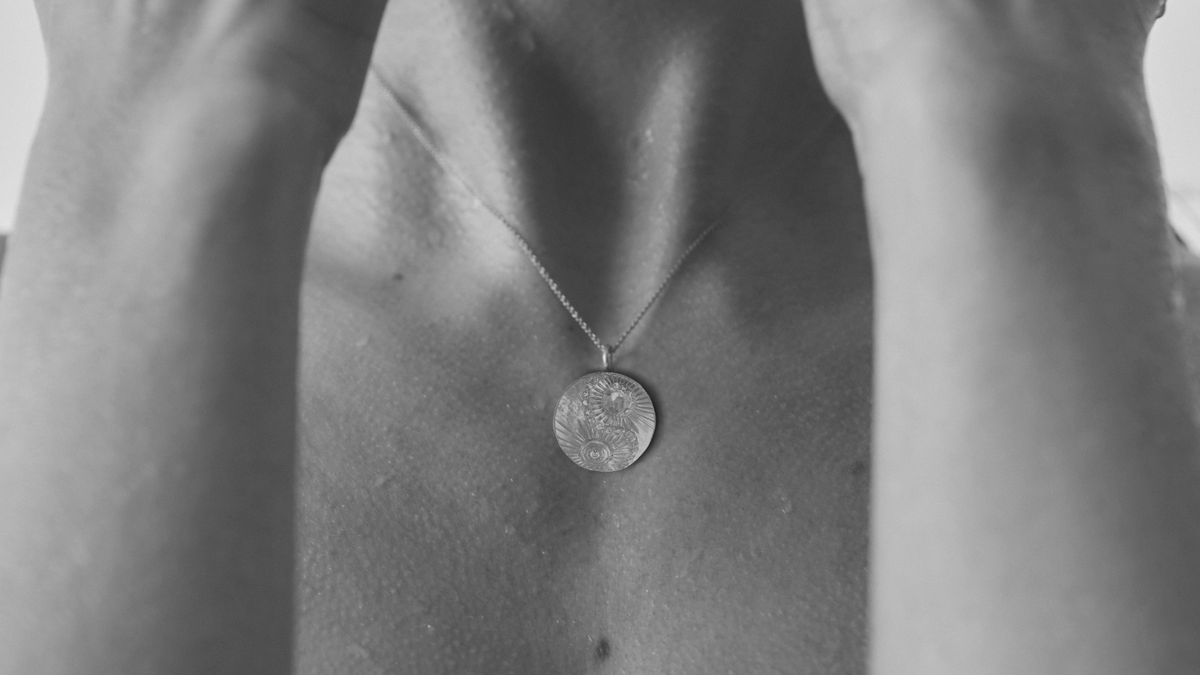 Star Sign Poetry Gemini Lux Diamond Gold Necklace - On Model | Elhanati 