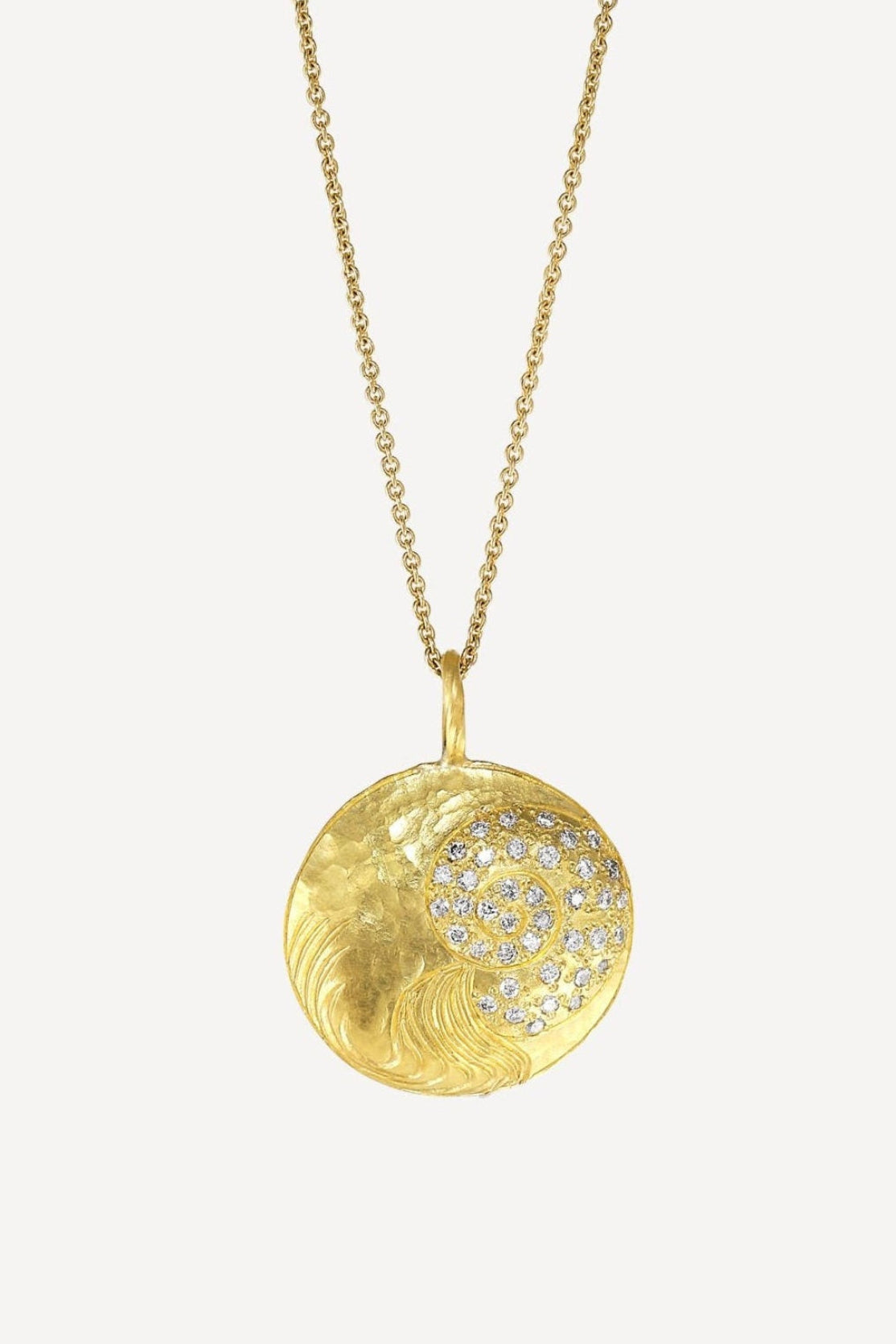 Star Sign Poetry Aquarius Lux Diamond Gold Necklace - Front View | Elhanati 