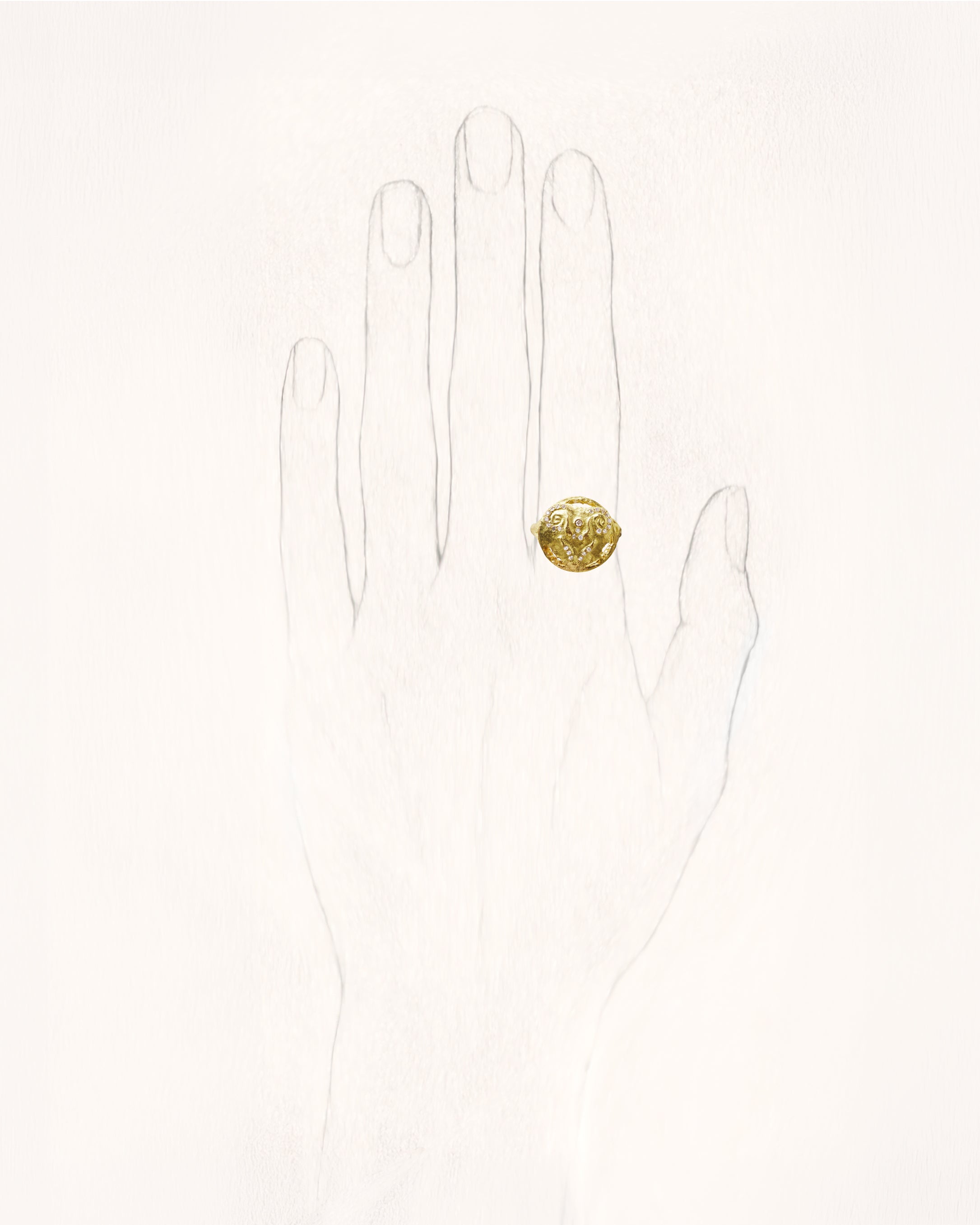Star Sign Poetry Aries Lux Diamond Gold Ring