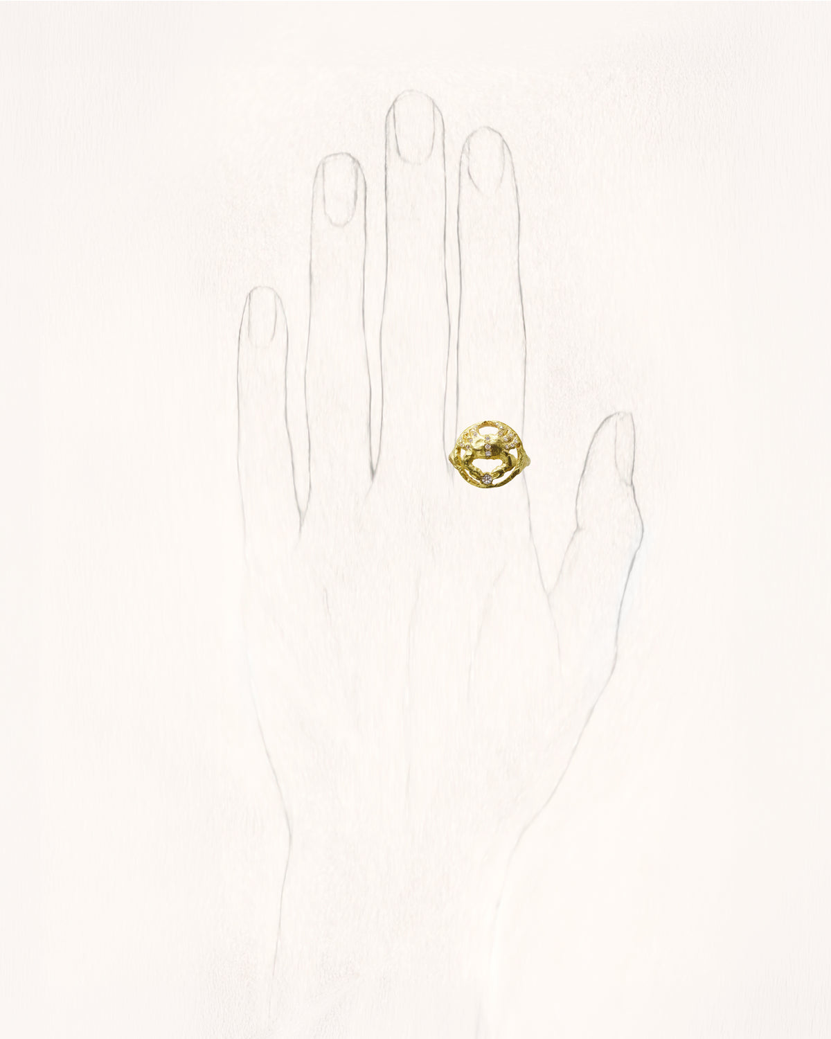 Star Sign Poetry Cancer Lux Diamond Gold Ring - On Hand | Elhanati 