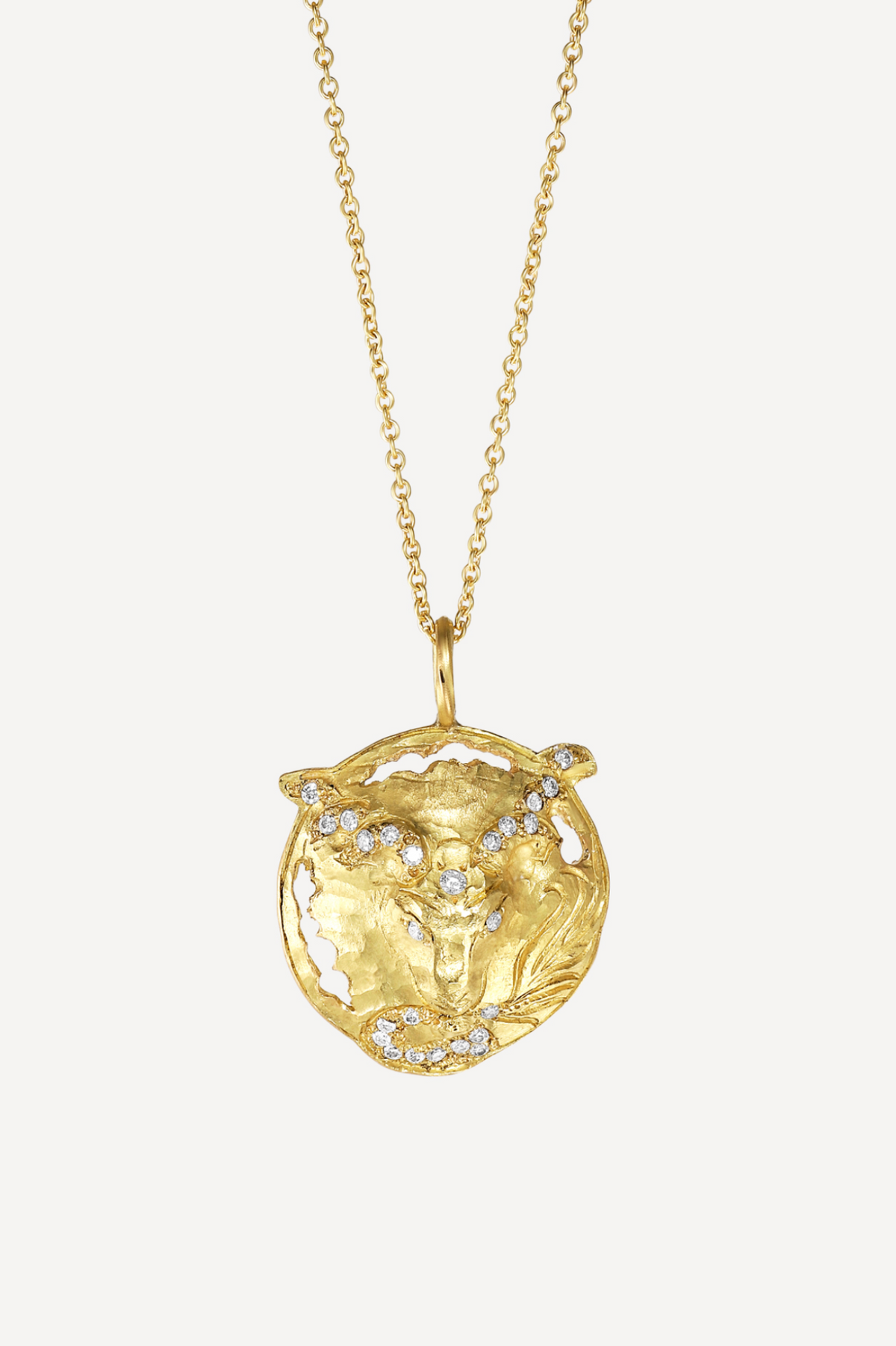 Star Sign Poetry Capricorn Lux Diamond Gold Necklace - Front View | Elhanati 
