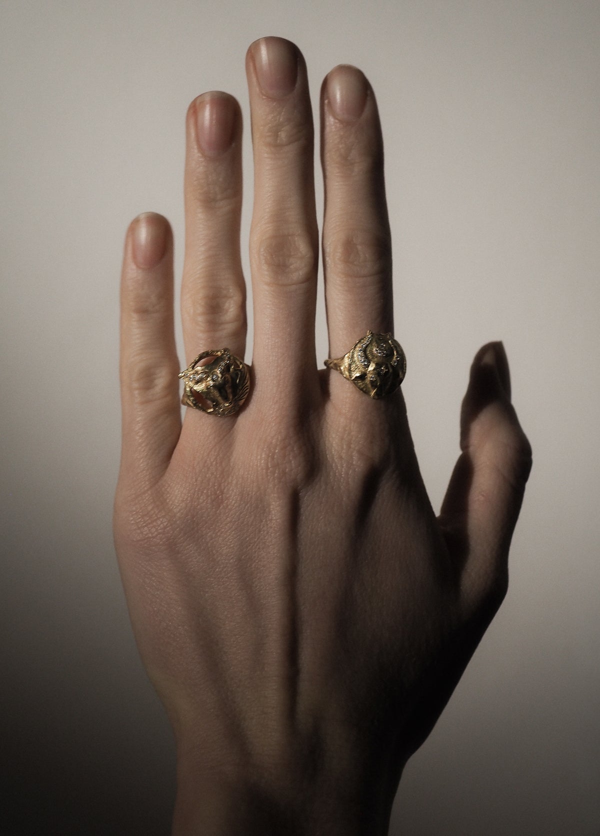 Star Sign Poetry Capricorn and Taurus Lux Diamond Gold Rings - On Model Hand | Elhanati 