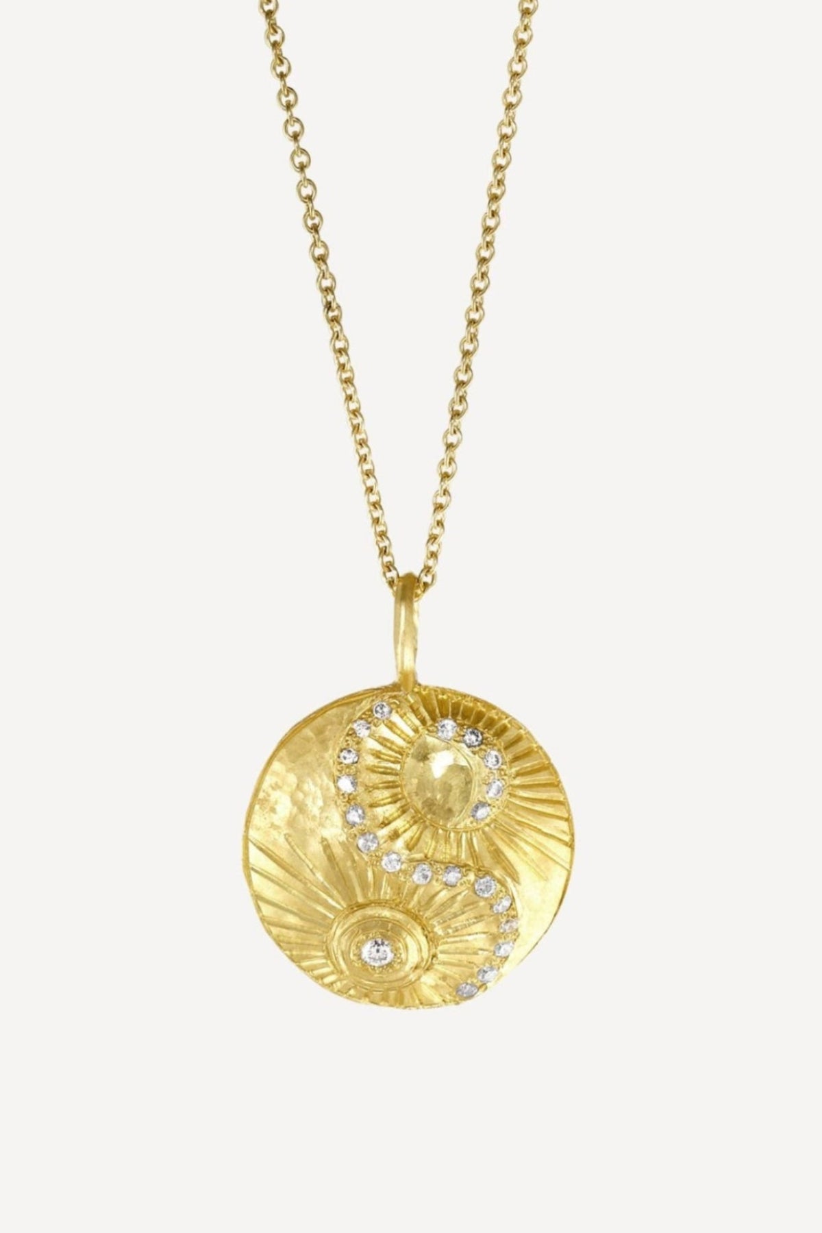 Star Sign Poetry Gemini Lux Diamond Gold Necklace - Front View | Elhanati 