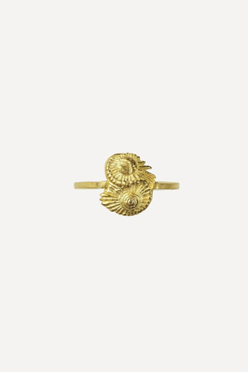 Star Sign Poetry Gemini Petite Gold Ring - Front View | Elhanati 
