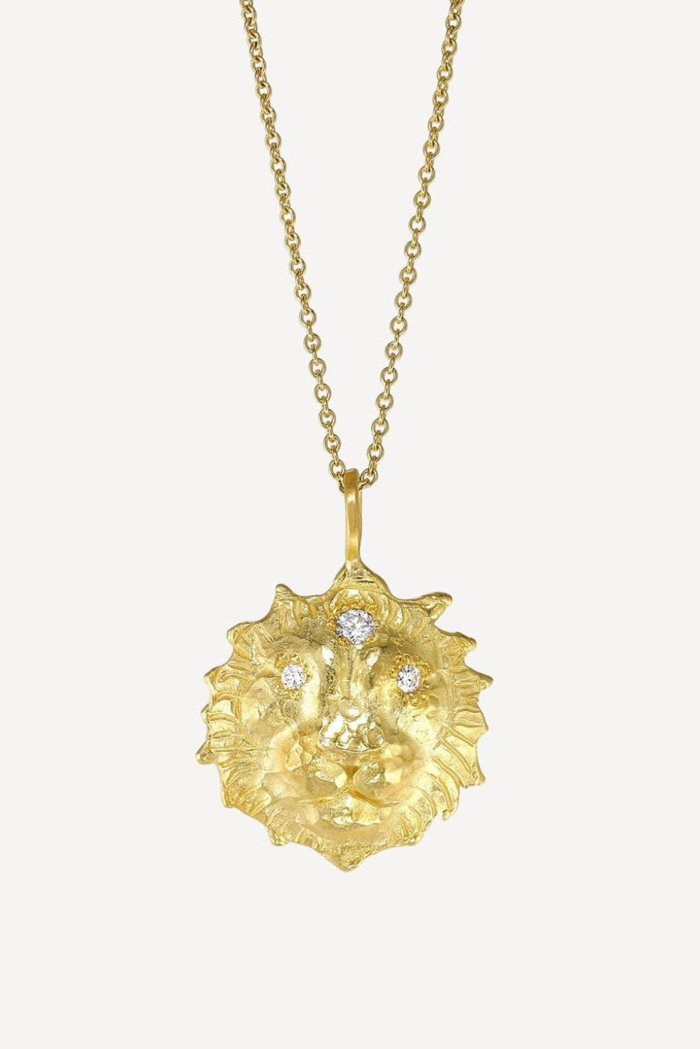 Star Sign Poetry Leo Lux Diamond Gold Necklace - Front View | Elhanati 