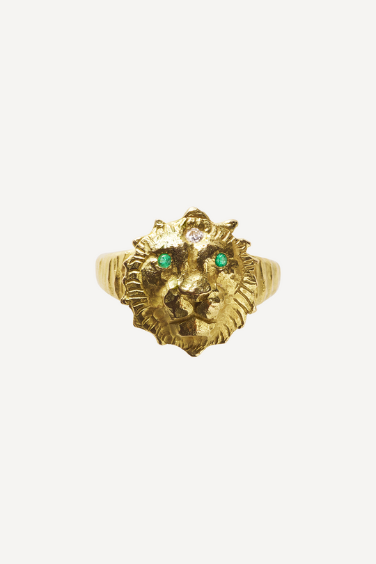 Star Sign Poetry Leo Lux Emerald Gold Ring