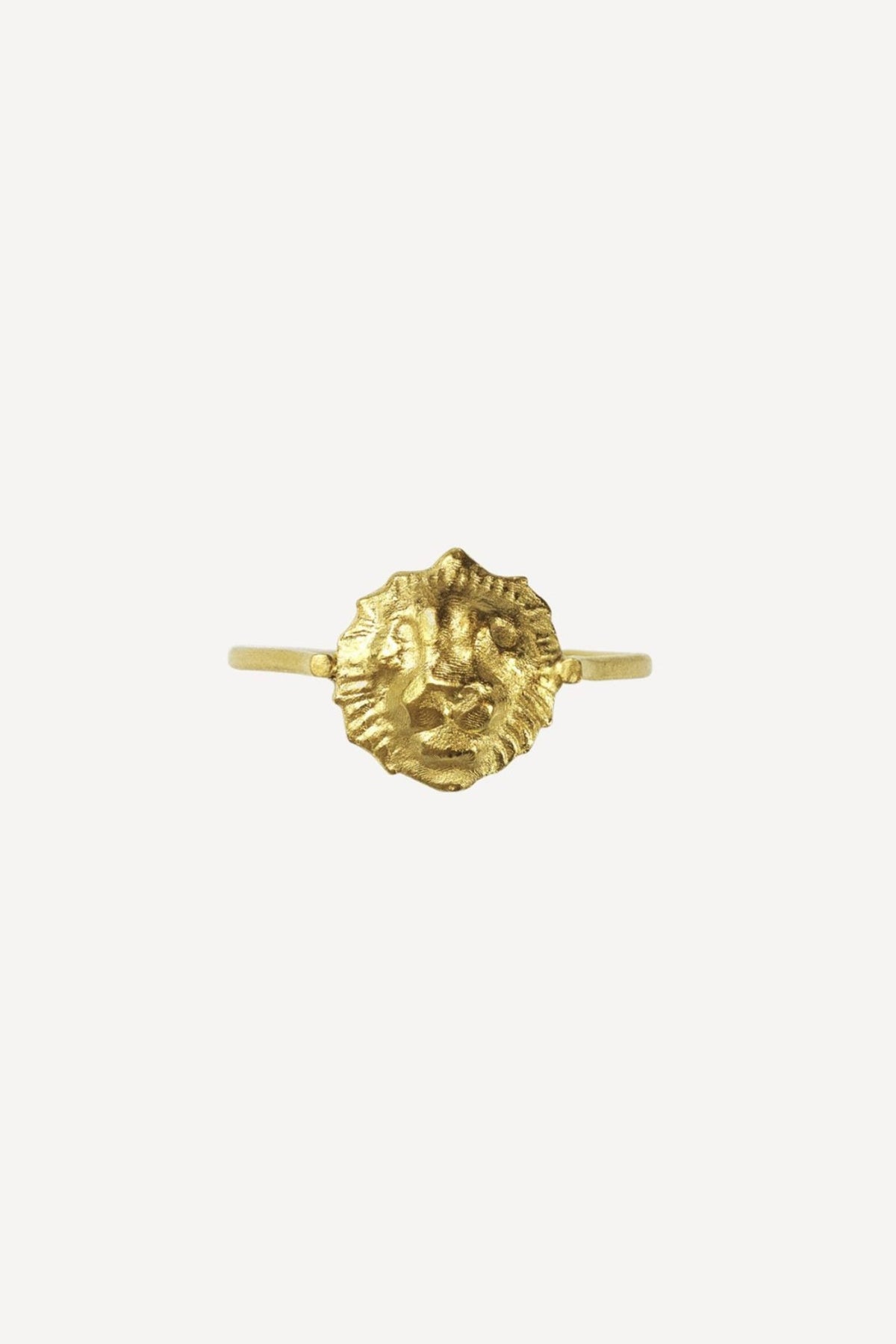 Star Sign Poetry Leo Petite Gold Ring - Front View | Elhanati 