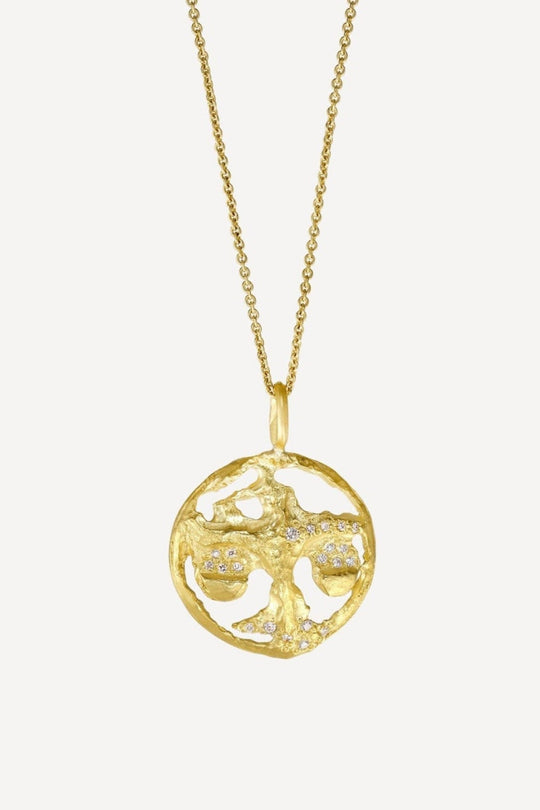 Star Sign Poetry Libra Lux Diamond Gold Necklace
