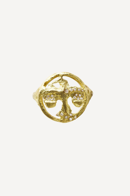 Star Sign Poetry Libra Lux Diamond Gold Ring