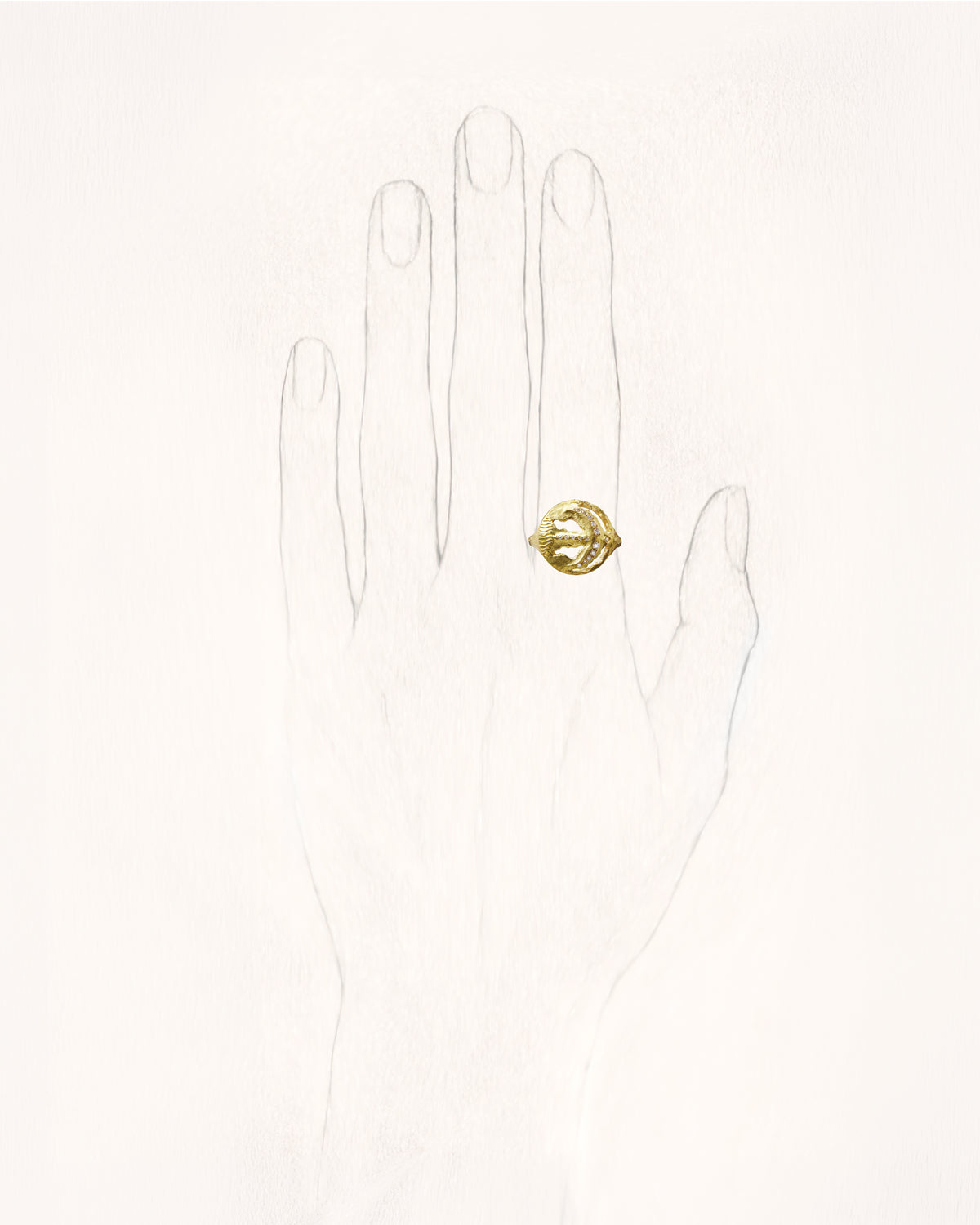 Star Sign Poetry Sagittarius Lux Diamond Gold Ring - On Hand | Elhanati 