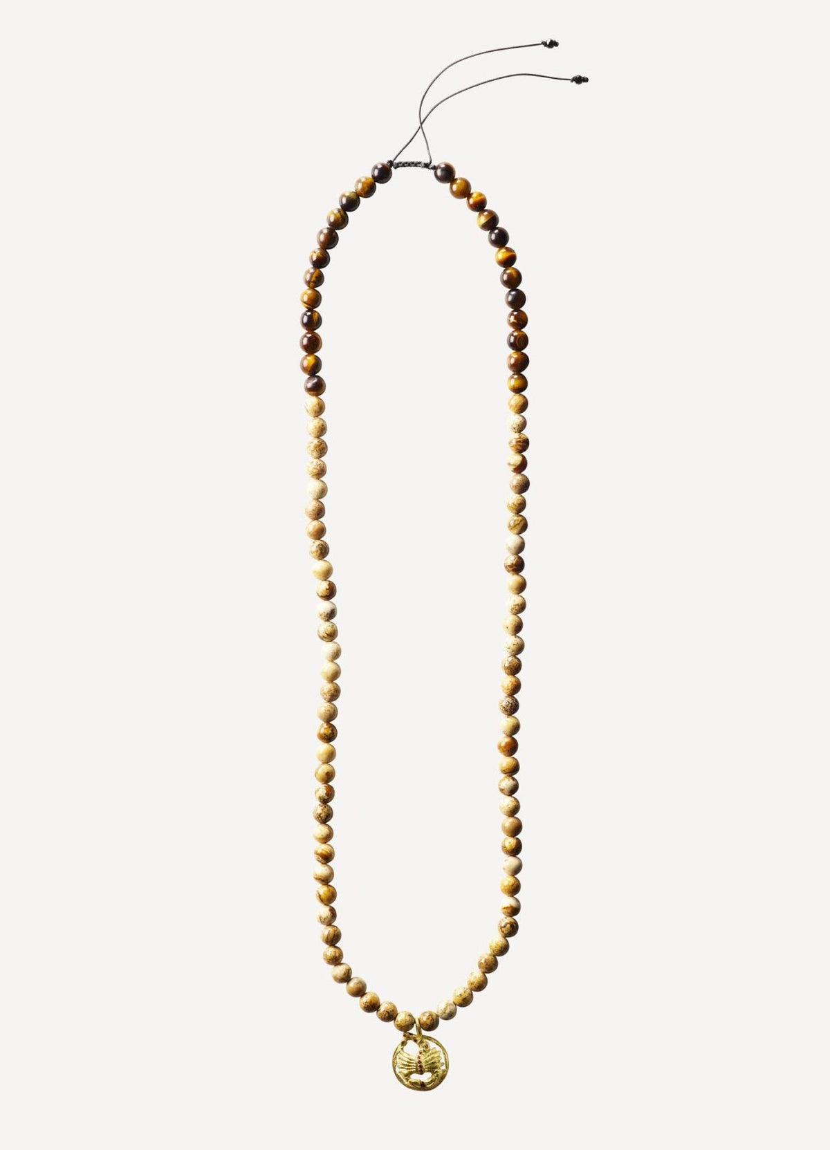 Star Sign Poetry Scorpio Lux Brown Diamond and Brown Jaspis Gold Necklace - Front View | Elhanati 