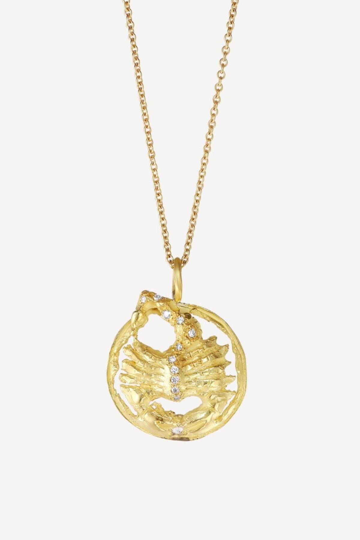 Star Sign Poetry Scorpio Lux Diamond Gold Necklace - Front View | Elhanati 
