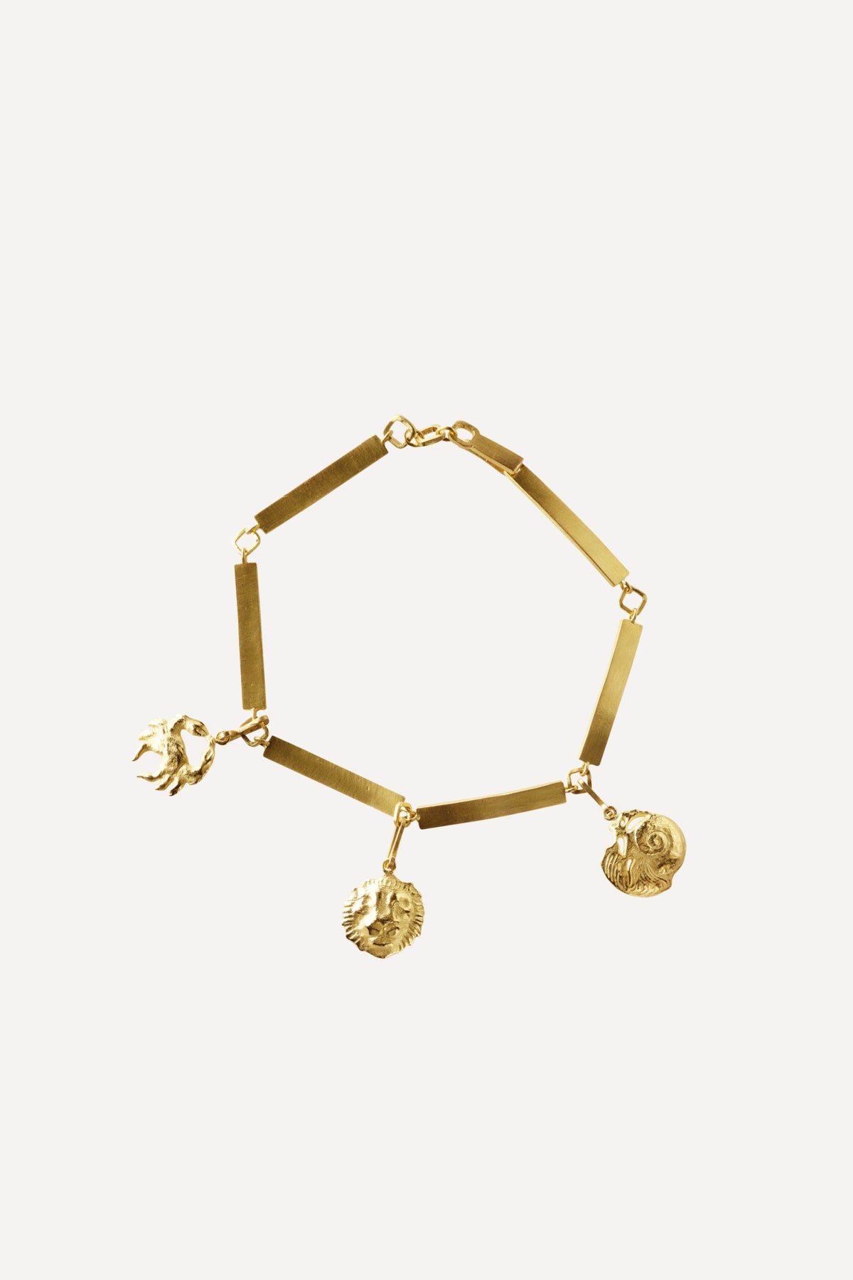 Star Sign Poetry Three Charm Gold Bracelet - Front View | Elhanati 