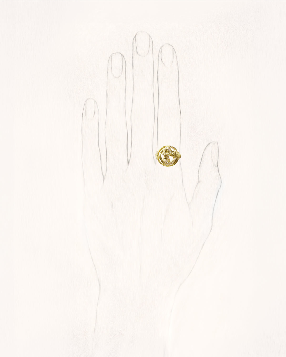 Star Sign Poetry Virgo Lux Diamond Gold Ring - On Hand | Elhanati 