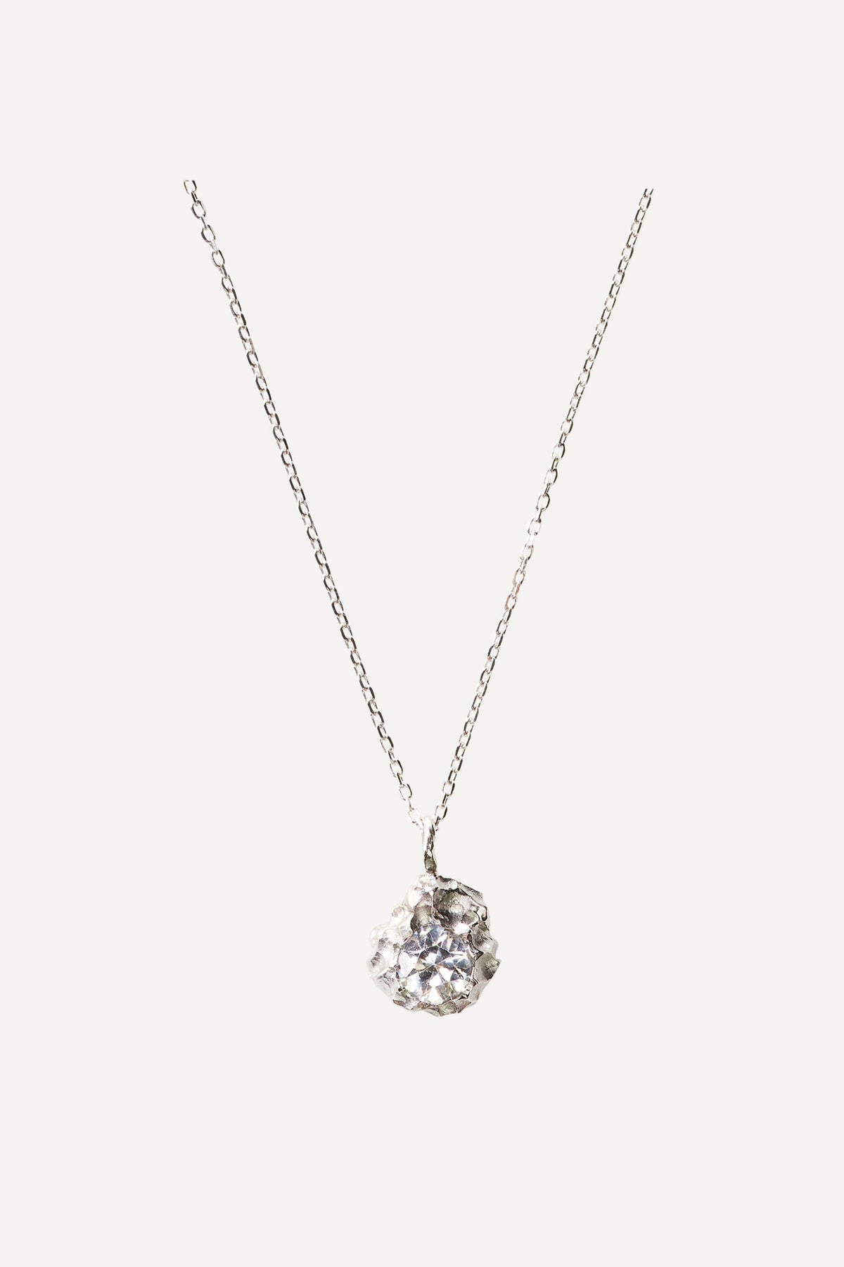 The Sun 1 ct Diamond White Gold Necklace - Front View | Elhanati 