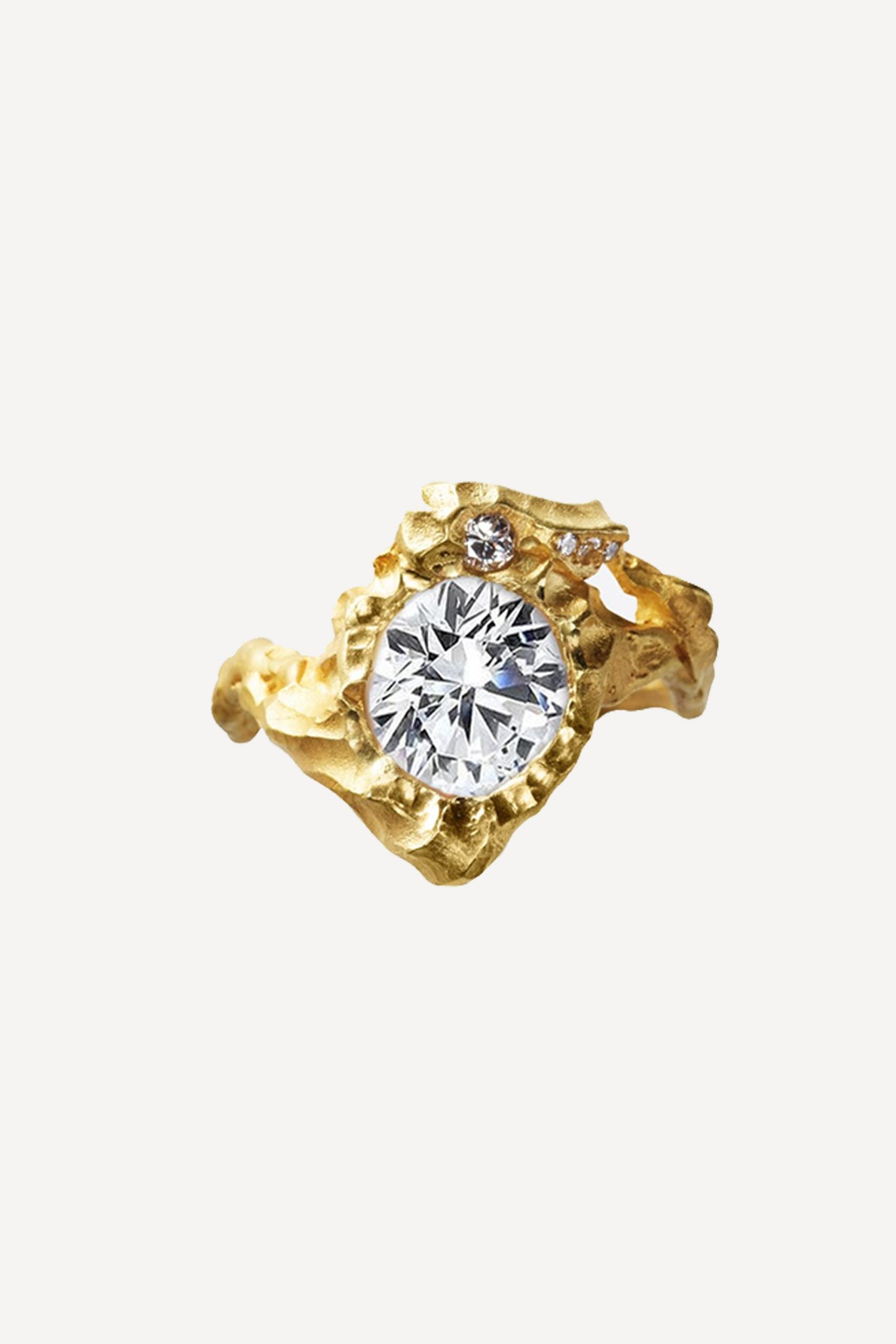 The Sun Big Diamond Gold Ring