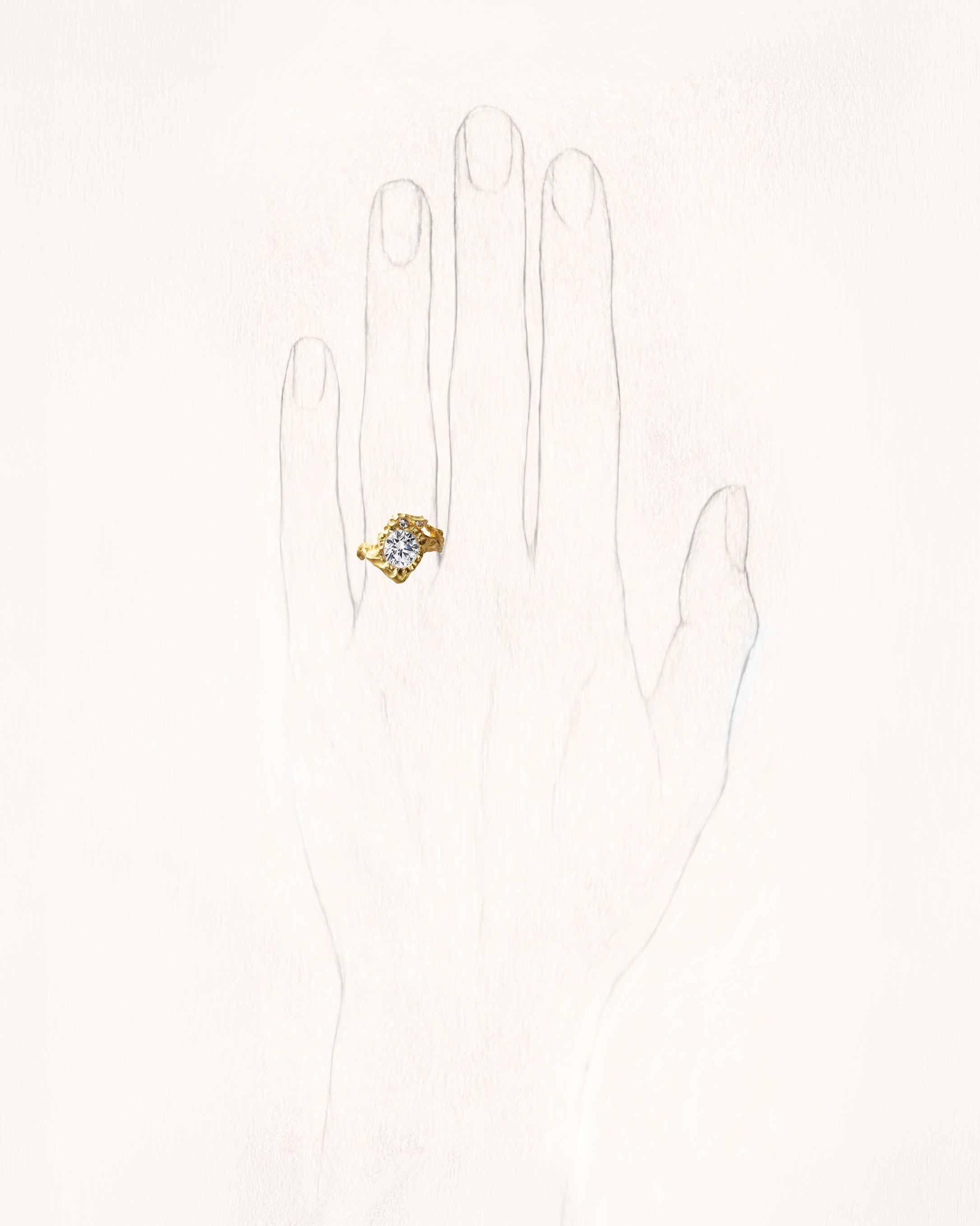 The Sun Big Diamond Gold Ring