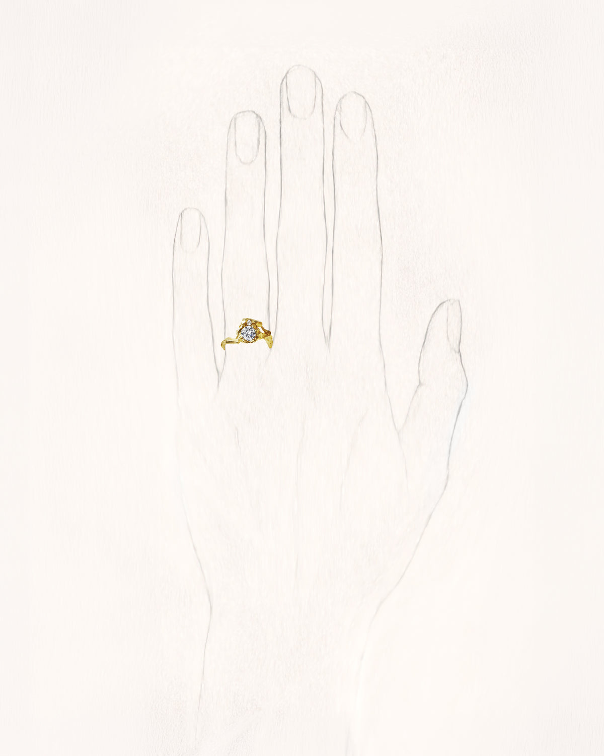 The Sun Classic Diamond Gold Ring - On hand | Elhanati 