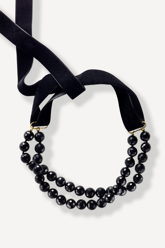 Black Orchid Romantika Big Onyx Gold Necklace
